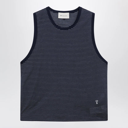 Ami Paris Striped tank top Ink/White with logo