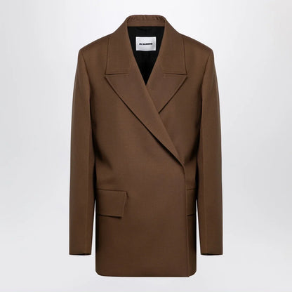 Jil Sander Brown wool double-breasted jacket