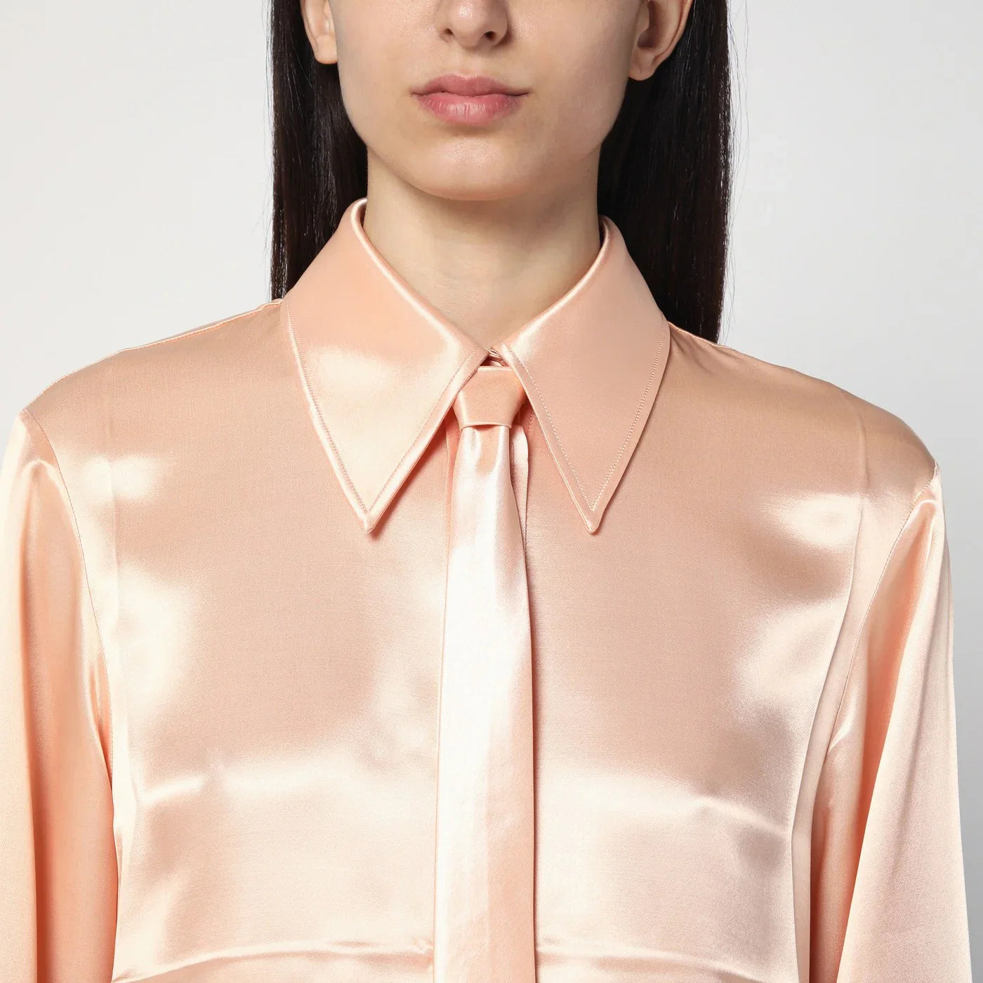 Jil Sander Shirt with pink tie in shiny viscose blend