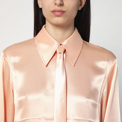 Jil Sander Shirt with pink tie in shiny viscose blend