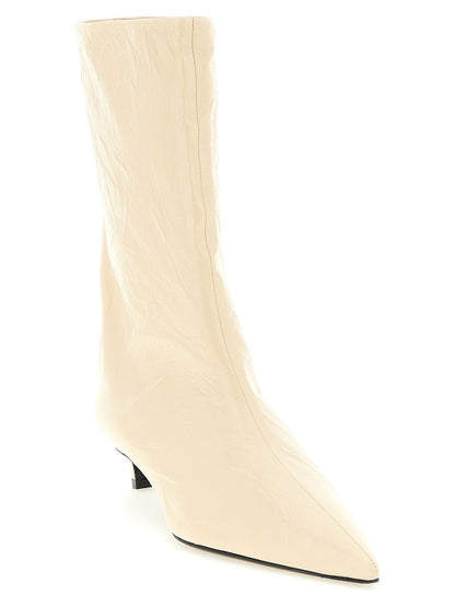 Jil Sander Craquelé Leather Ankle Boots