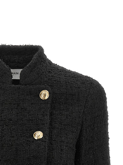 Balmain Double-breasted Tweed Short Jacket