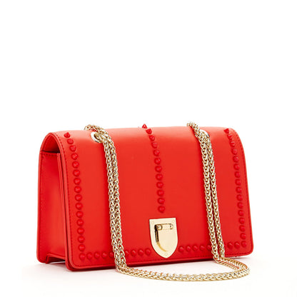 Josie Red Leather Purse with Chain