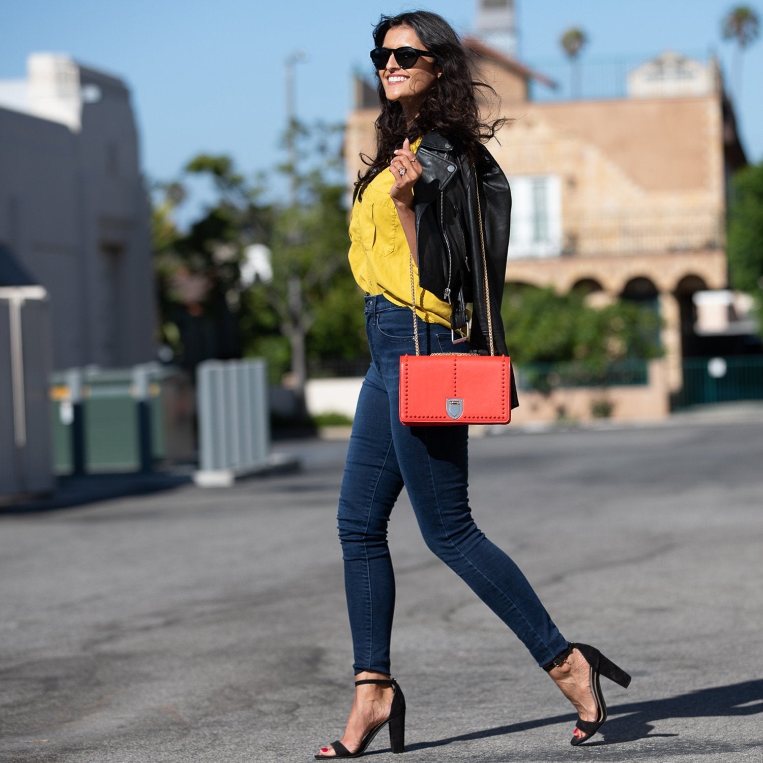 Josie Red Leather Purse with Chain