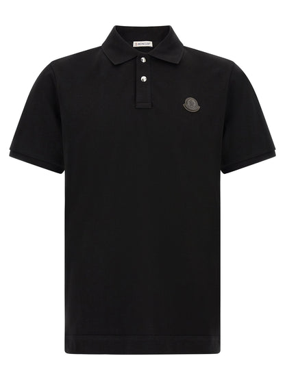 Moncler Leather Logo Patch Polo Shirt
