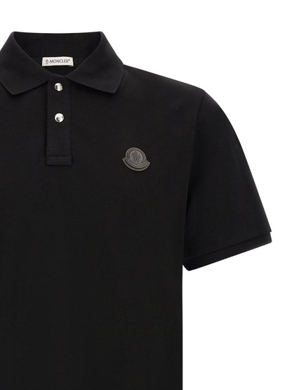 Moncler Leather Logo Patch Polo Shirt