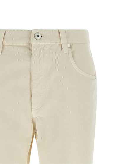 Brunello Cucinelli Beige Shiny Tab Jeans