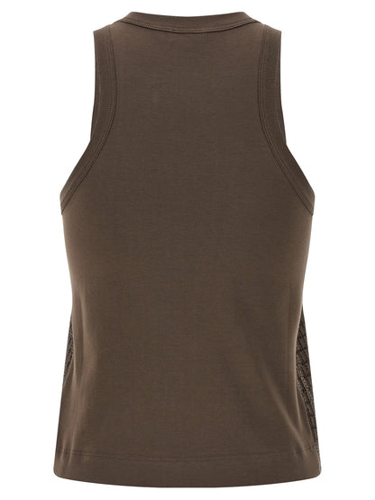 Brunello Cucinelli Dazzling Check Embroidery Top