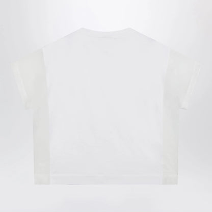 Brunello Cucinelli T-shirt in cotton jersey and organza in white