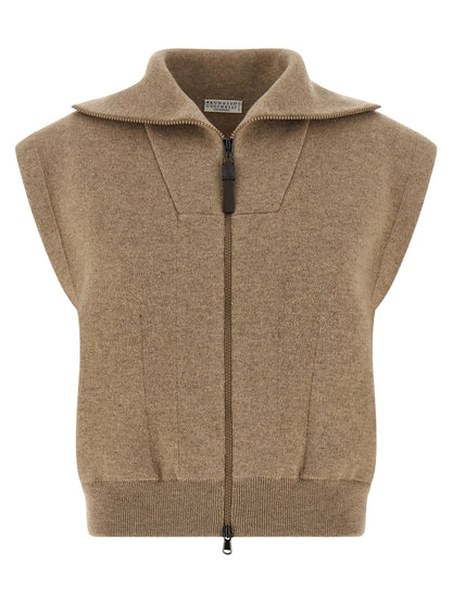 Brunello Cucinelli Shiny Zipper Pull Vest