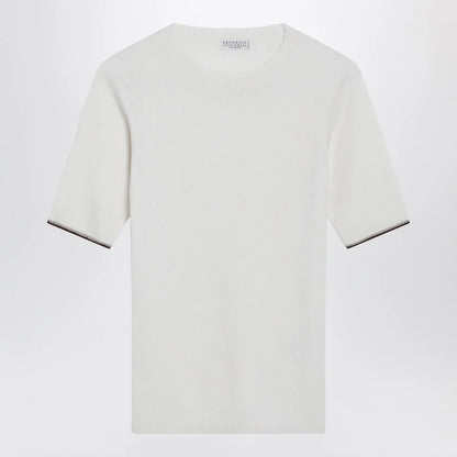 Brunello Cucinelli White cashmere and silk knit top