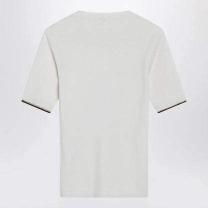 Brunello Cucinelli White cashmere and silk knit top