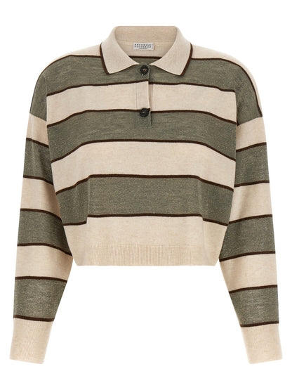 Brunello Cucinelli Sparkling Stripes Polo Shirt
