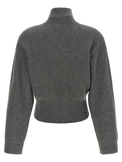 Brunello Cucinelli Ribbed Cardigan With Leather Detail