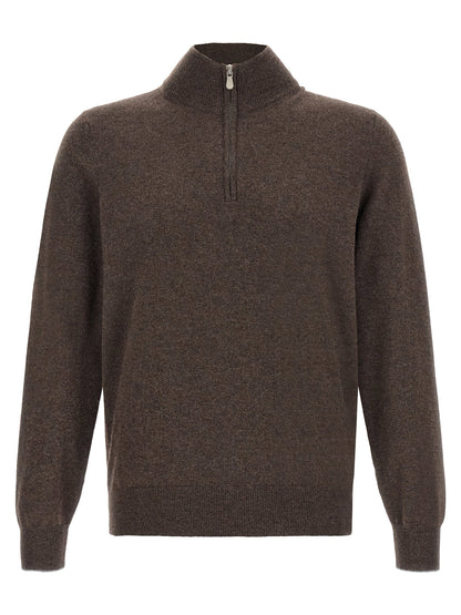 Brunello Cucinelli Brown Half-zip Sweater