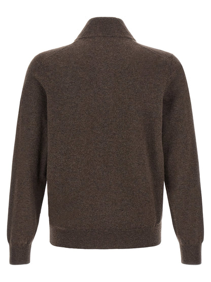 Brunello Cucinelli Brown Half-zip Sweater