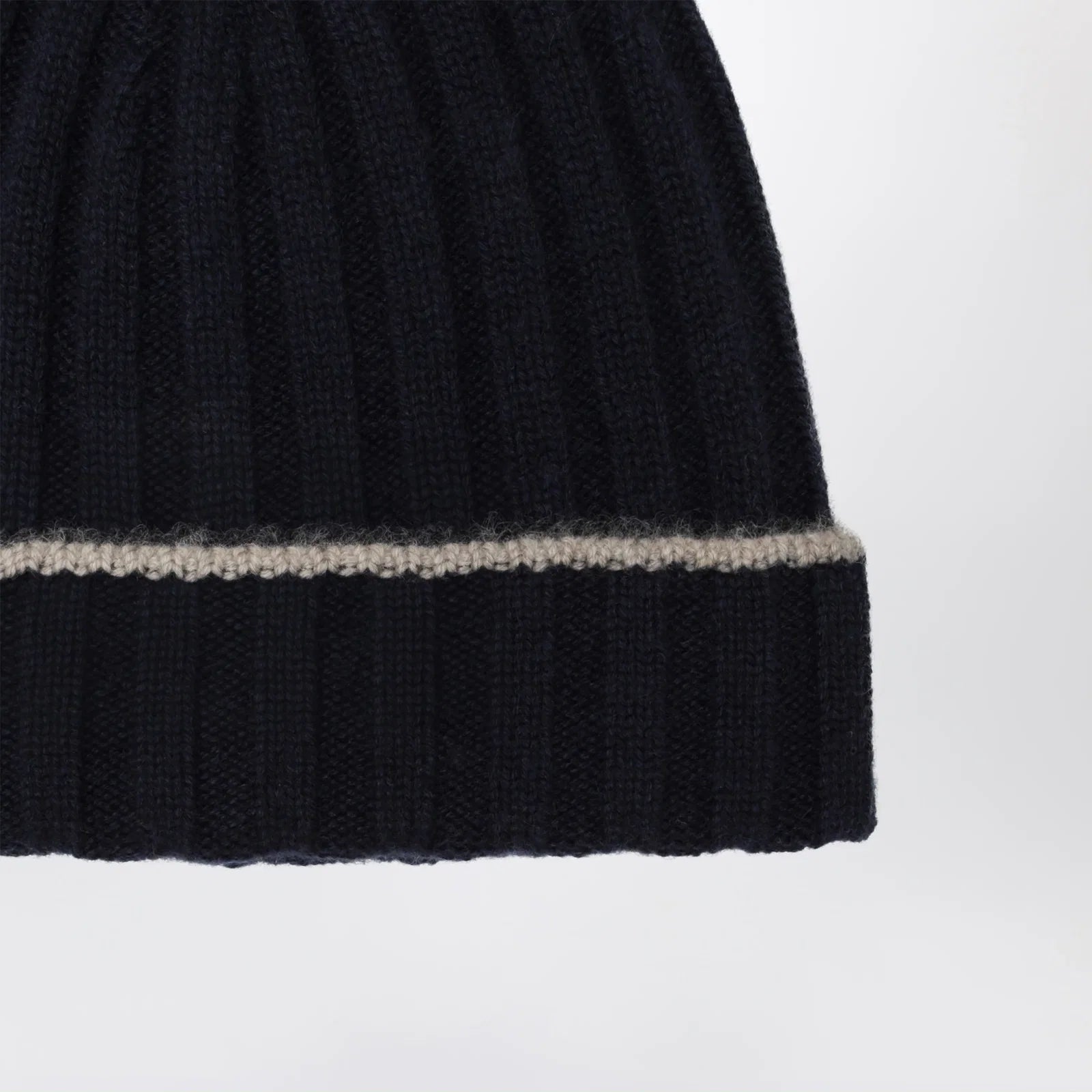 Brunello Cucinelli Ribbed cashmere beanie in navy blue