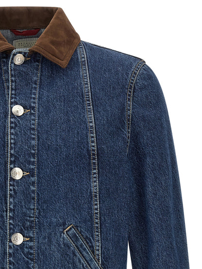 Brunello Cucinelli Denim And Suede Jacket