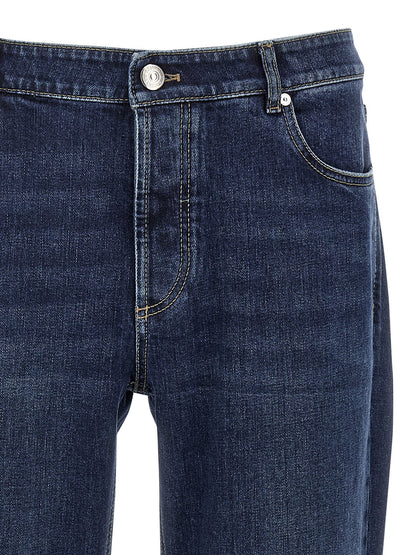 Brunello Cucinelli Logo Embroidery Stretch Jeans