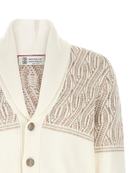 Brunello Cucinelli Braided Jacquard Shoulders Cardigan