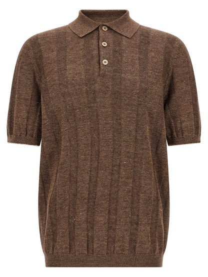 Brunello Cucinelli Wide Ribbed Polo Shirt