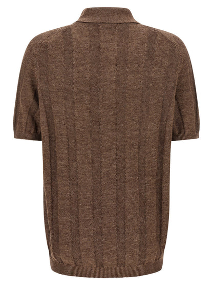 Brunello Cucinelli Wide Ribbed Polo Shirt