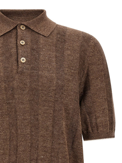 Brunello Cucinelli Wide Ribbed Polo Shirt