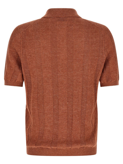 Brunello Cucinelli Wide Ribbed Polo Shirt