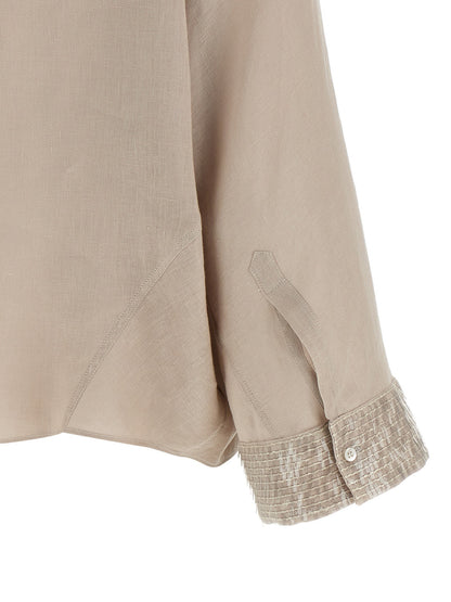 Brunello Cucinelli Dazzling Cascade Cuffs Shirt