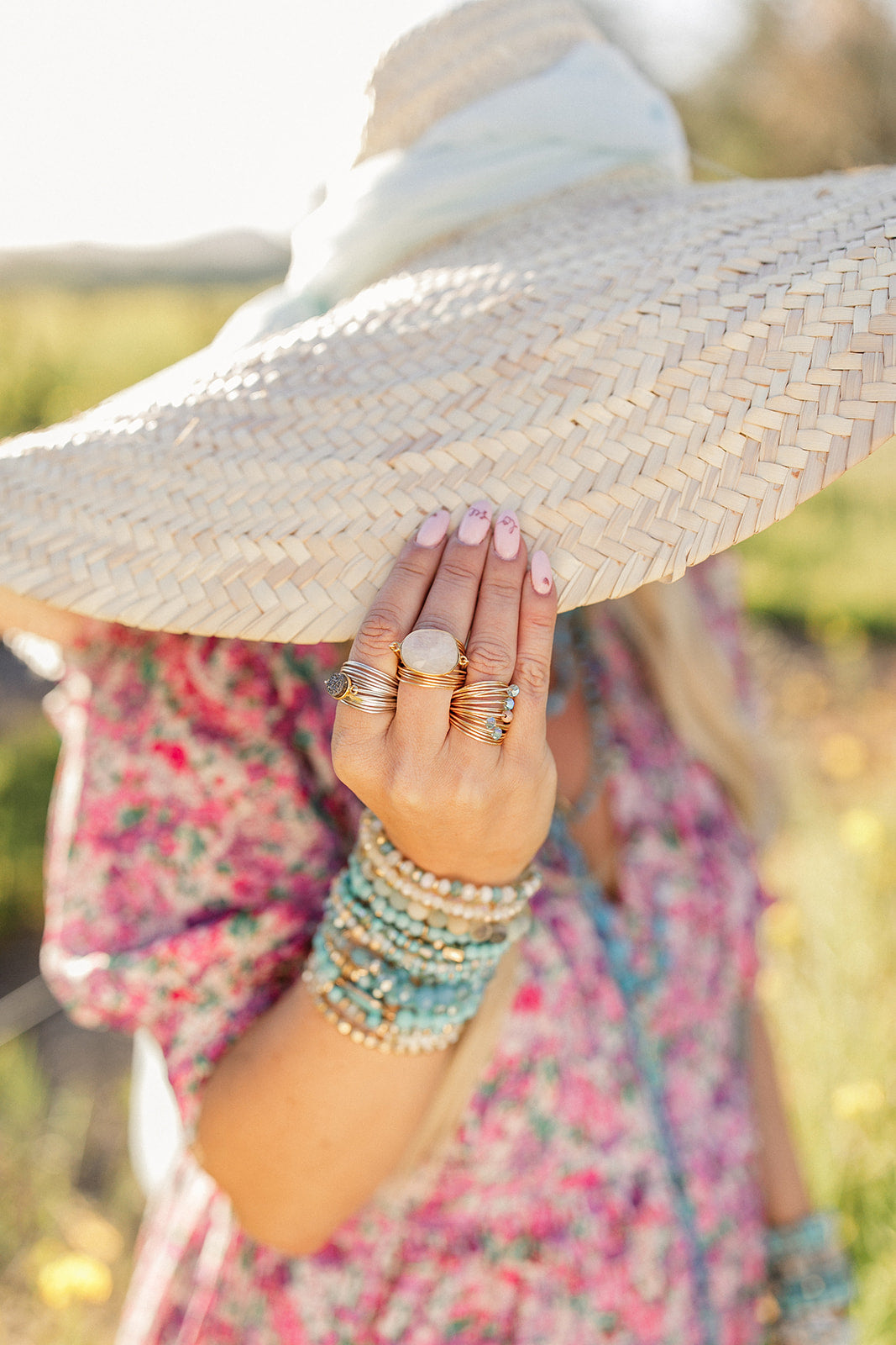 Marcia Wire Wrap Ring with Aquamarine Swarovski Crystals