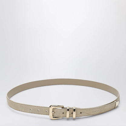 Brunello Cucinelli Beige alligator leather belt with silver buckle
