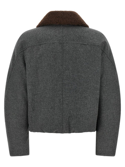 Brunello Cucinelli Shearling Collar Cropped Jacket