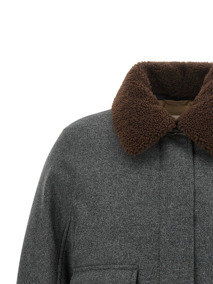Brunello Cucinelli Shearling Collar Cropped Jacket