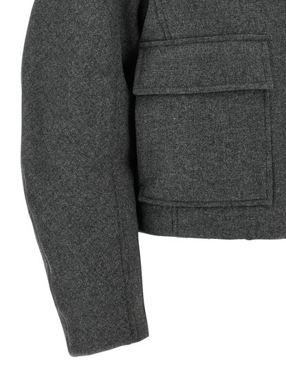 Brunello Cucinelli Shearling Collar Cropped Jacket