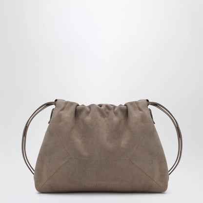 Brunello Cucinelli BC Duo Pouch brown suede bag with monile detail