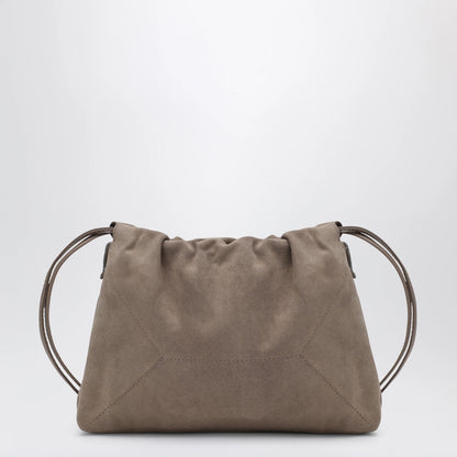 Brunello Cucinelli BC Duo Pouch brown suede bag with monile detail