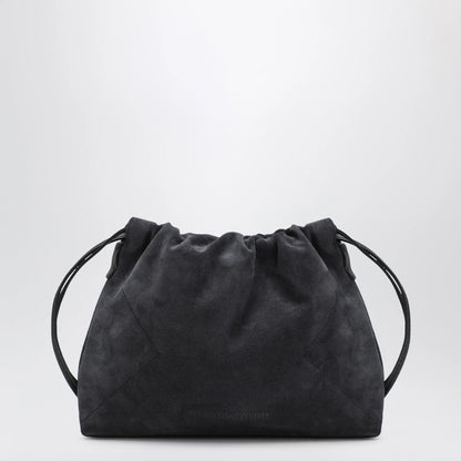 Brunello Cucinelli BC Duo Pouch midnight blue suede bag with monile detail
