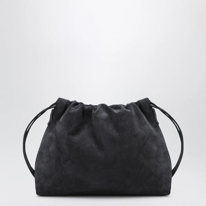 Brunello Cucinelli BC Duo Pouch midnight blue suede bag with monile detail