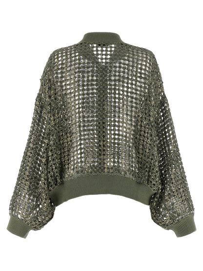 Brunello Cucinelli Dazzling Net Embroidery Cardigan