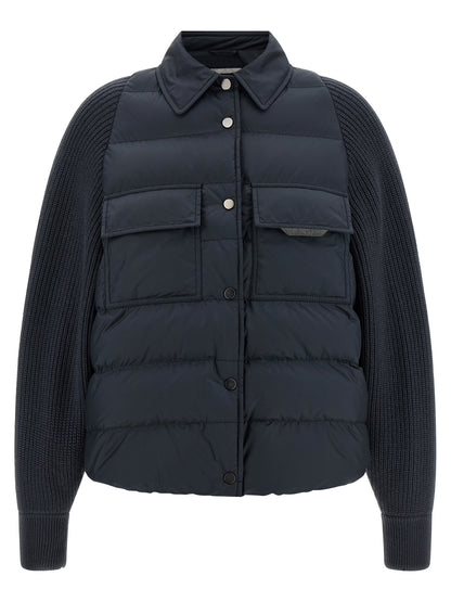 Brunello Cucinelli Shiny Flap Detail Down Jacket