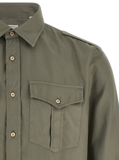 Brunello Cucinelli Cotton Chevron Shirt