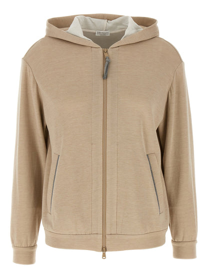 Brunello Cucinelli Precious Zipper Pull Hoodie
