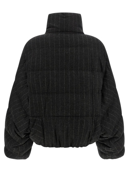 Brunello Cucinelli Micro Sequin Pinstriped Crop Down Jacket