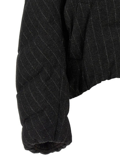 Brunello Cucinelli Micro Sequin Pinstriped Crop Down Jacket