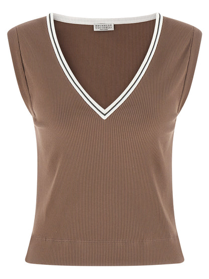 Brunello Cucinelli Shiny Trim Tank Top