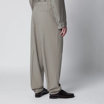 Brunello Cucinelli Twill cotton trousers with pleats in khaki