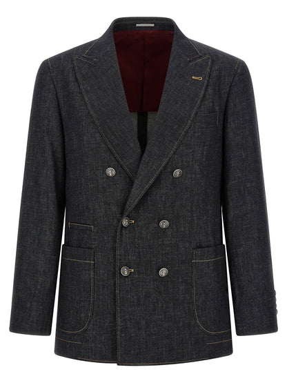 Brunello Cucinelli Double-breasted Denim Blazer