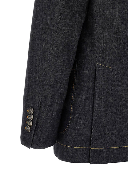 Brunello Cucinelli Double-breasted Denim Blazer