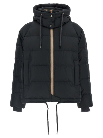 Brunello Cucinelli Down Jacket With Knit And Jewel Details