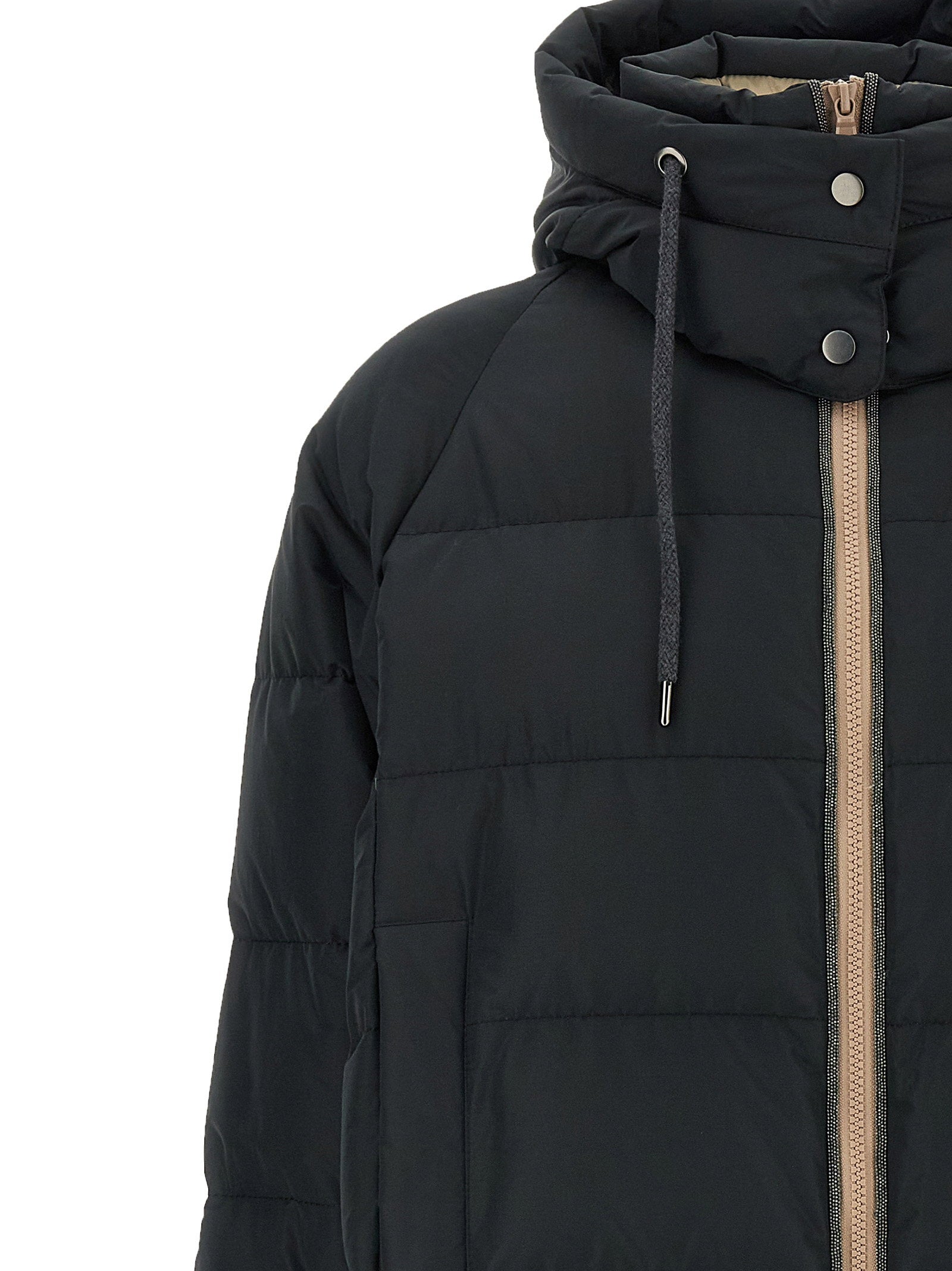 Brunello Cucinelli Down Jacket With Knit And Jewel Details